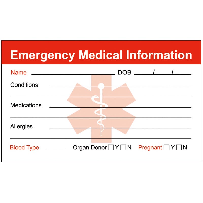 RXBC2011 Emergency Medical Information ID Card Pack of 5 - Image 3